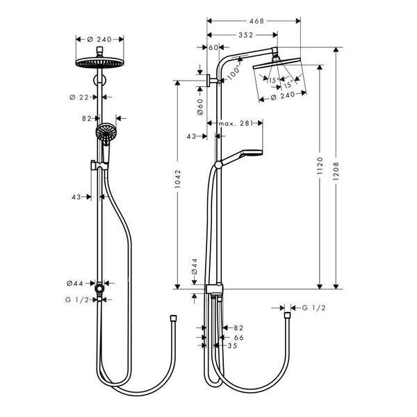 CROMETTA S 240 1jet Showerpipe Reno душова система 27270000 фото