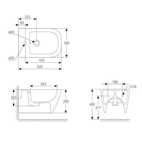 SOLO біде підвісне 53,5*36*29 см, колір капучіно мат 13-55-112Capp фото