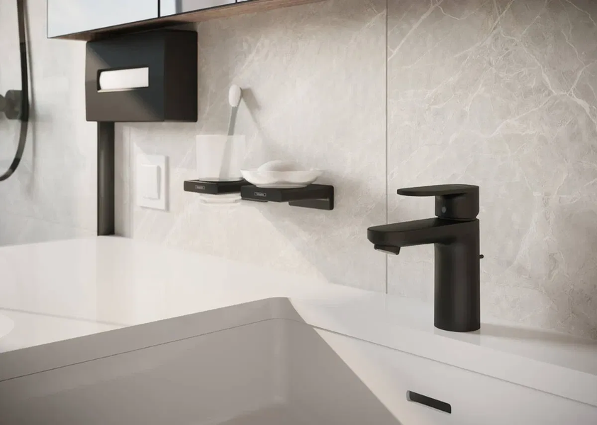 Склянка для зубних щіток настінна колір чорний матовий ADDSTORIS Hansgrohe 41749670 фото