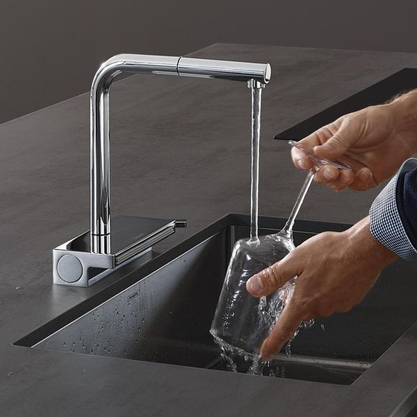 Змішувач для кухні з витяжним виливом 281 мм, колір хром 73830000 HANSGROHE 73830000 фото