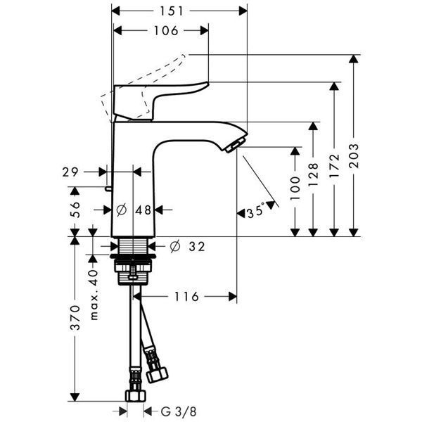 Змішувач hansgrohe Metris 110 для раковини зі зливним гарнітуром, 31080000, хром 31080000 фото