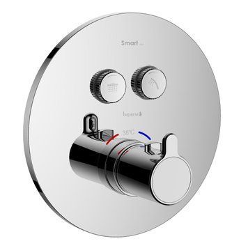 SMART CLICK змішувач для душу, термостат, прихований монтаж, 2 режими, кнопки з регулюванням потоку, кругла ZMK101901237 фото