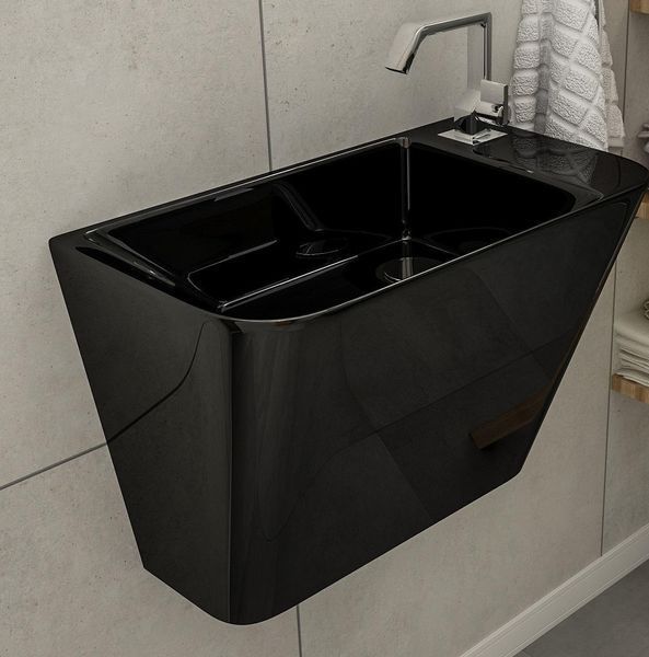 TEO black умивальник 50*28*35см моноблок підвісний 13-88-601black фото