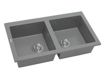 Кухонна мийка зі штучного каменю на дві чаші 875*504 WESTEROS gray 0000065 фото